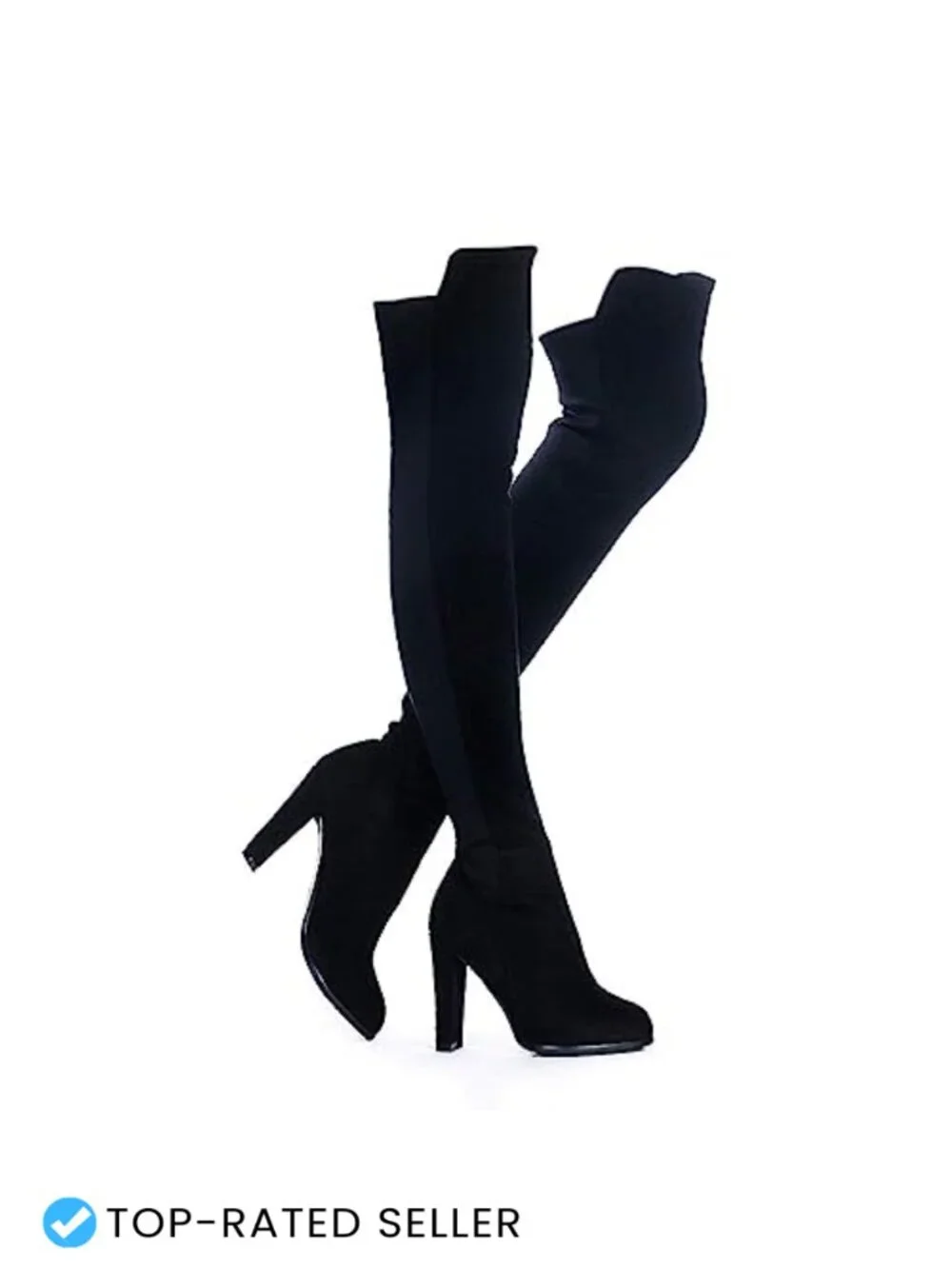 Faux Suede Chunky Heel Stretch Over The Knee Thigh High Boots